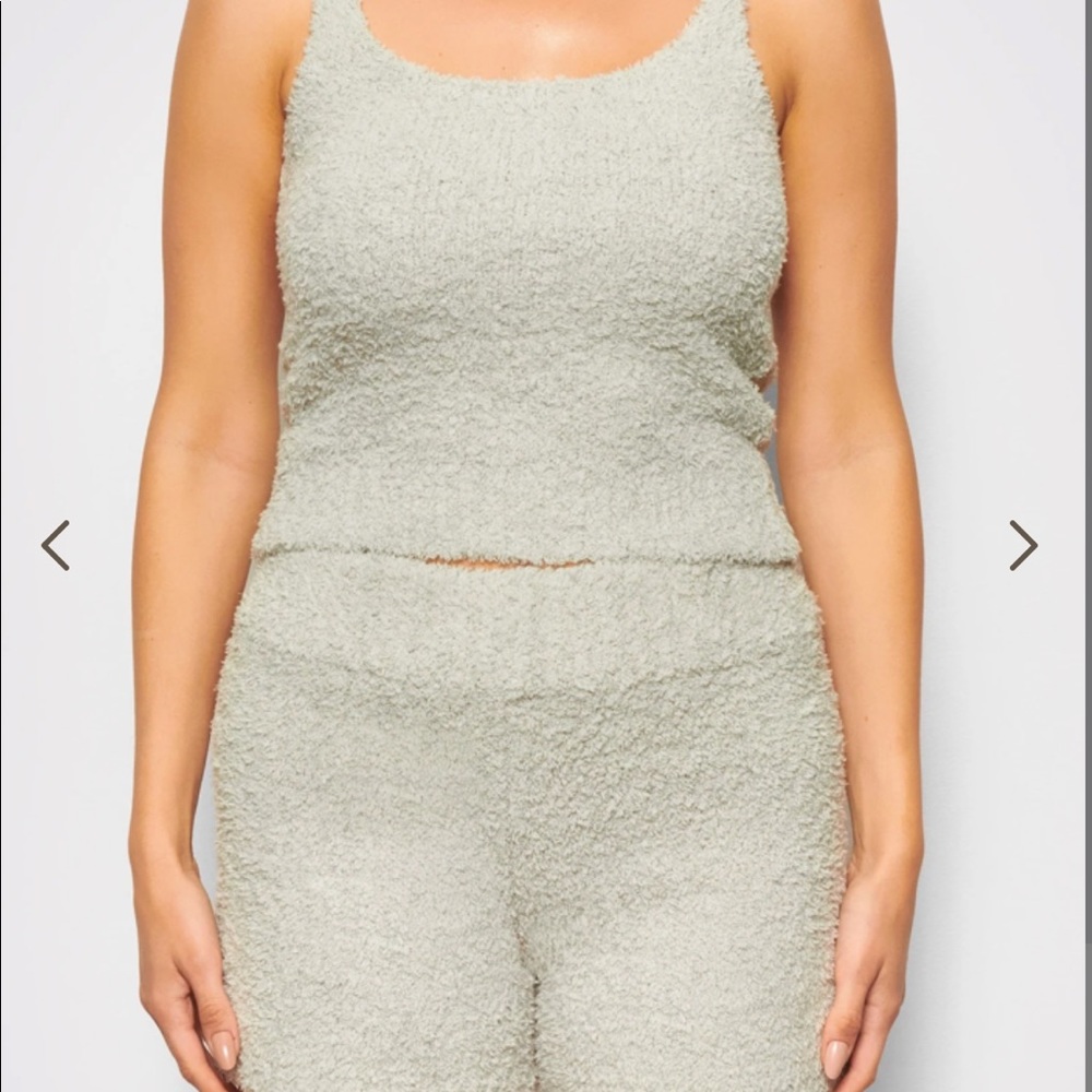 SKIMS cozy knit tank & short set in aqua S/M